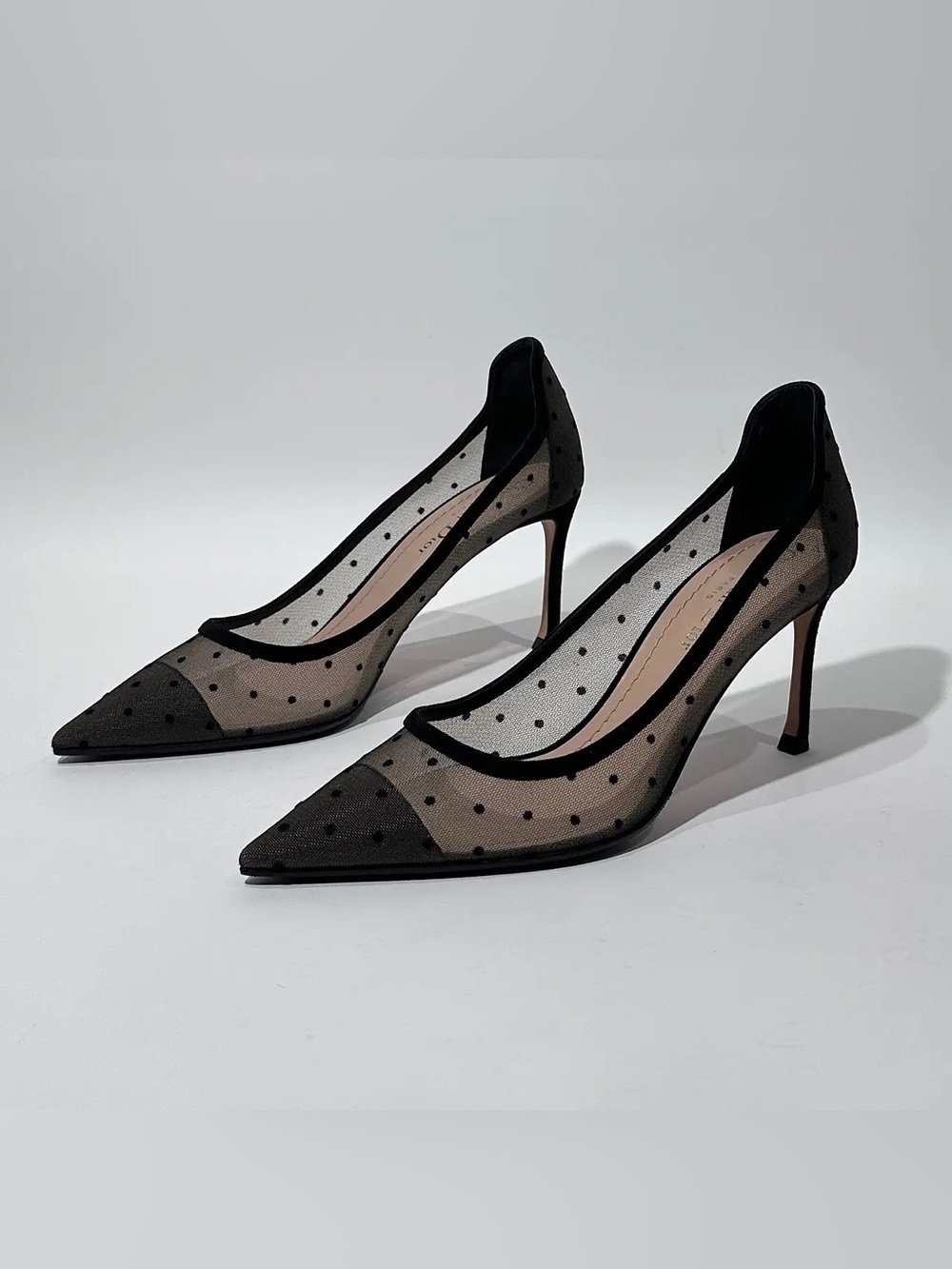 Christian Dior Polka Dot Mesh Pointed Toe Stiletto Pump Heels - Size 41